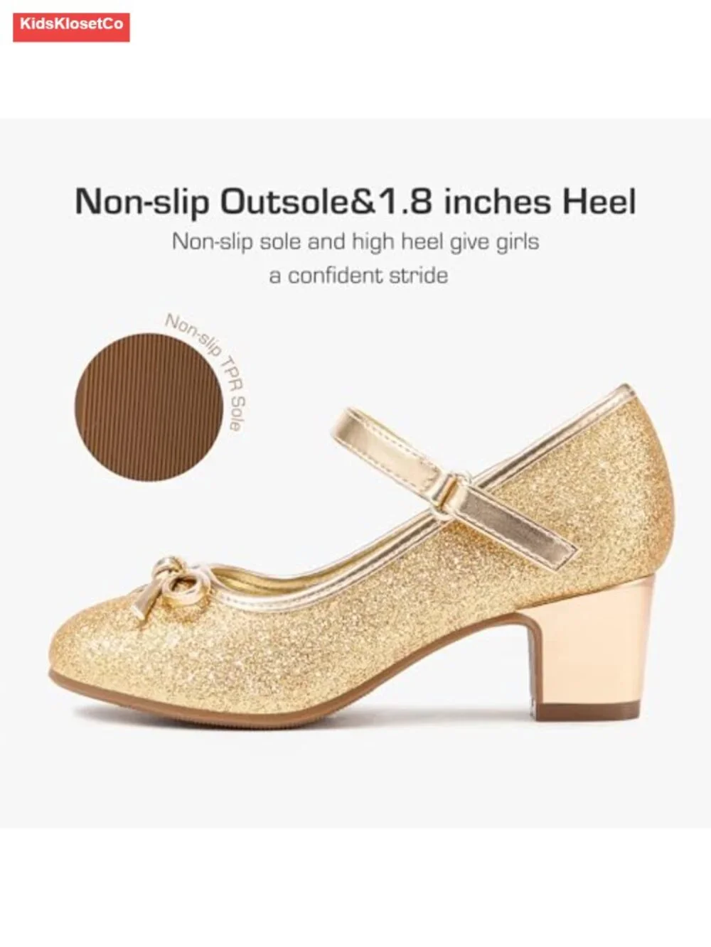 Girls Dress Shoes High Heels with Bow Patent Leather Wedding Party School